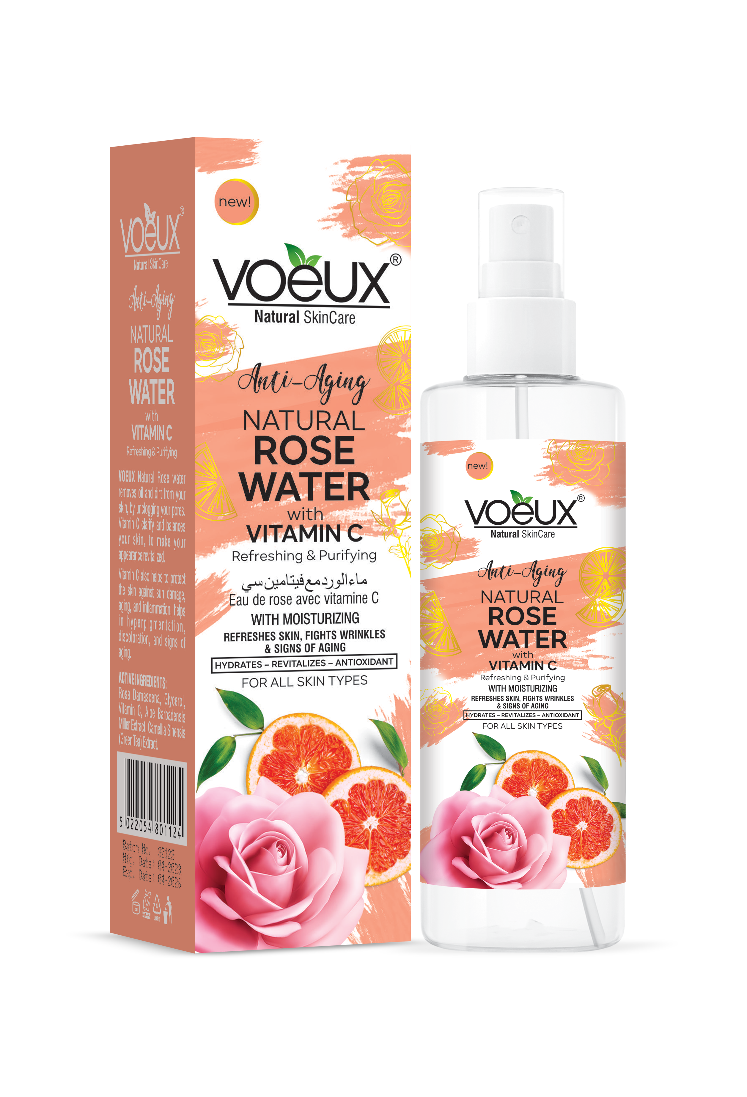 Natural Rose Water Mist with Vitamin C